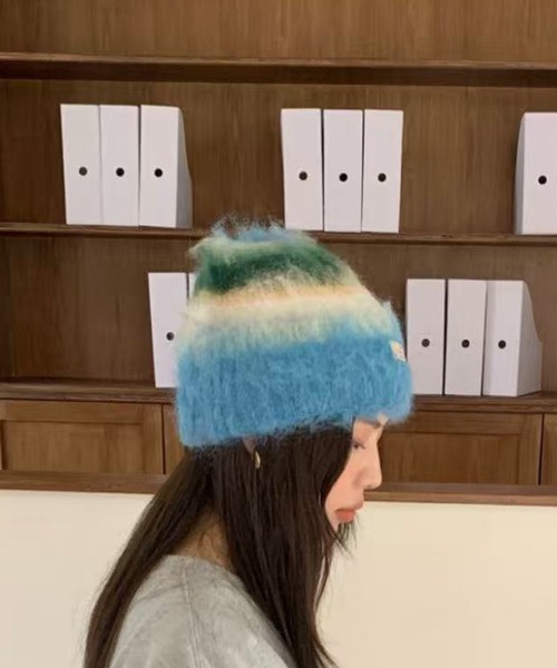 LYEON(リヨン)の「シャギービーニー(ニットキャップ/ビーニー・レディース・ブラウン/ブルー/レッド・FREE)」の5枚目の写真