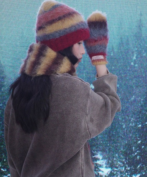 LYEON(リヨン)の「シャギービーニー(ニットキャップ/ビーニー・レディース・ブラウン/ブルー/レッド・FREE)」の4枚目の写真