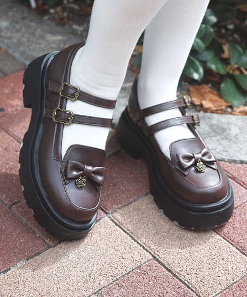 axes femme(アクシーズファム)の「Wストラップリボンローファー(パンプス・レディース・ダークブラウン/ワイン/ブラック・MEDIUM/LARGE)」の2枚目の写真