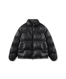 Vintage Art Leather Over-fit Puffer BLACK
