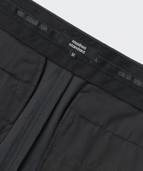 MUSINSA STANDARD（ムシンサスタンダード）の「クールタッチツーピンタックワイドヒドゥンバンディングスラックス[グレー]（スラックス・メンズ・その他・40/38/33/26/27/28/29/42/36/34/32/30/31）」の5枚目の写真