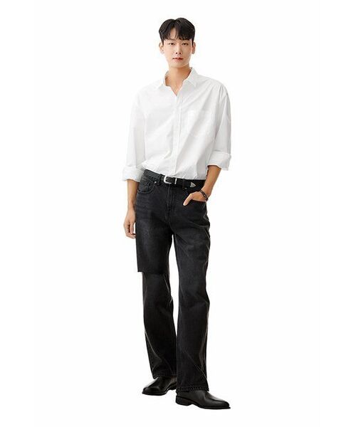 MUSINSA STANDARD（ムシンサスタンダード）の「スラッシュストレートデニムパンツ[ウォッシュドブラック]（デニムパンツ・メンズ・その他・26/27/28/29）」の11枚目の写真