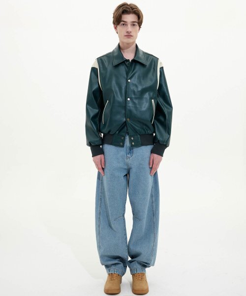 ユニセックスステッチオーバーバーシティジャケット_ディープグリーン