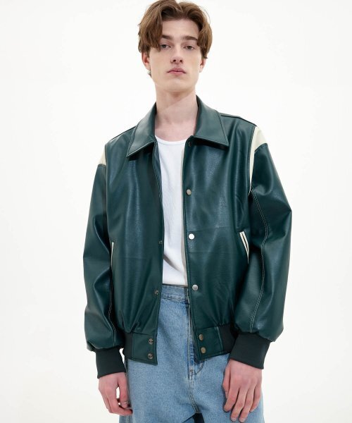 セール】ユニセックスステッチオーバーバーシティジャケット_ディープ