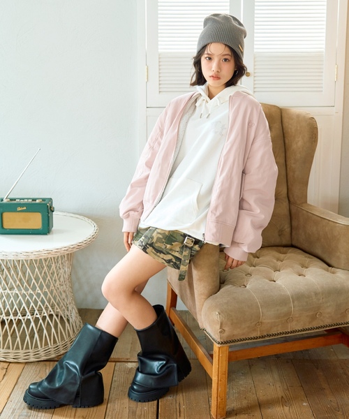 LOVETOXIC（ラブトキシック）の「リバーシブルMA1（MA-1・キッズ・ブラック/カーキ/ピンク/オフホワイト・M/L/S）」の6枚目の写真