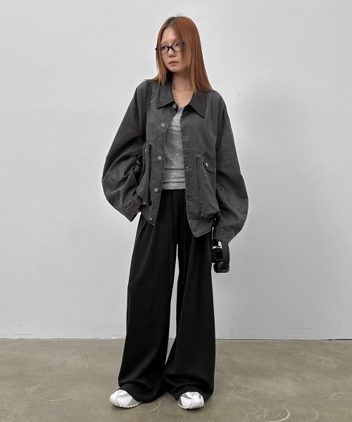 BLACKUP（ブラックアップ）の「[MADE] ベルタックワイドバンディングパンツ（スウェットパンツ・レディース・ブラック/グレー・FREE）」の4枚目の写真