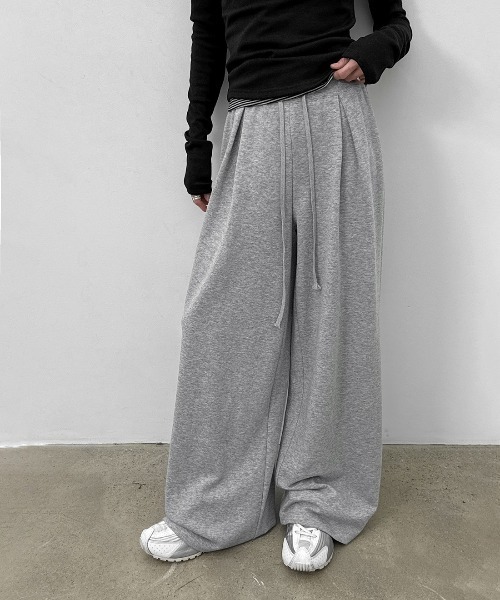 BLACKUP（ブラックアップ）の「[MADE] ベルタックワイドバンディングパンツ（スウェットパンツ・レディース・ブラック/グレー・FREE）」の10枚目の写真
