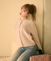 TITTY&CO. | ケーブル編みクルーネックカーディガン(カーディガン/ボレロ)