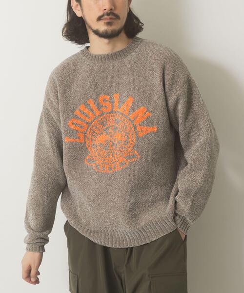 ITEMS URBANRESEARCH(アイテムズ アーバンリサーチ)の「真冬の正解 カレッジロゴモールニット(ニット/セーター・メンズ・ネイビー/ブラック/グリーン/ベージュ・MEDIUM/LARGE)」の3枚目の写真