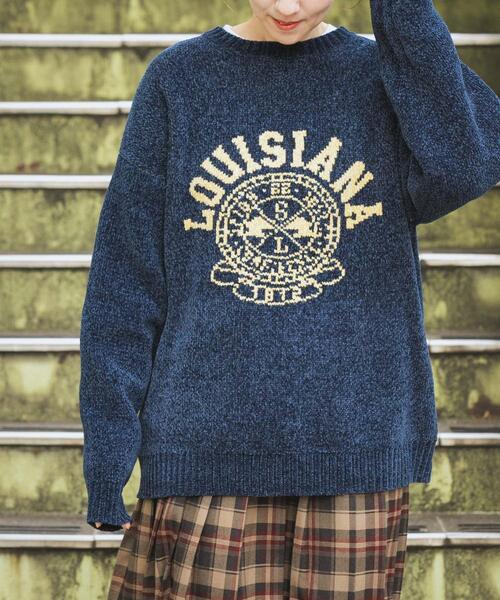 ITEMS URBANRESEARCH(アイテムズ アーバンリサーチ)の「真冬の正解 カレッジロゴモールニット(ニット/セーター・メンズ・ネイビー/ブラック/グリーン/ベージュ・MEDIUM/LARGE)」の11枚目の写真