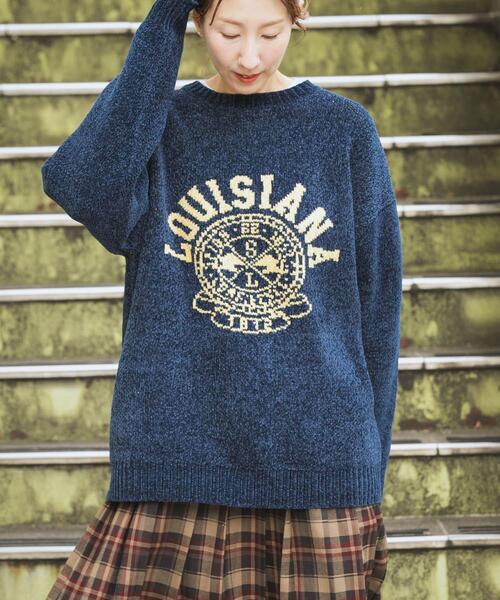 ITEMS URBANRESEARCH(アイテムズ アーバンリサーチ)の「真冬の正解 カレッジロゴモールニット(ニット/セーター・メンズ・ネイビー/ブラック/グリーン/ベージュ・MEDIUM/LARGE)」の12枚目の写真