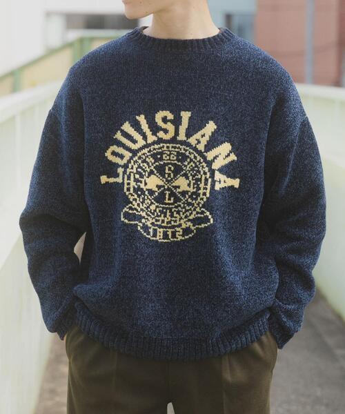 ITEMS URBANRESEARCH(アイテムズ アーバンリサーチ)の「真冬の正解 カレッジロゴモールニット(ニット/セーター・メンズ・ネイビー/ブラック/グリーン/ベージュ・MEDIUM/LARGE)」の13枚目の写真