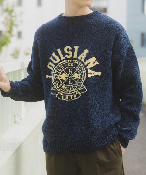 ITEMS URBANRESEARCH(アイテムズ アーバンリサーチ)の「真冬の正解 カレッジロゴモールニット(ニット/セーター・メンズ・ネイビー/ブラック/グリーン/ベージュ・MEDIUM/LARGE)」の14枚目の写真