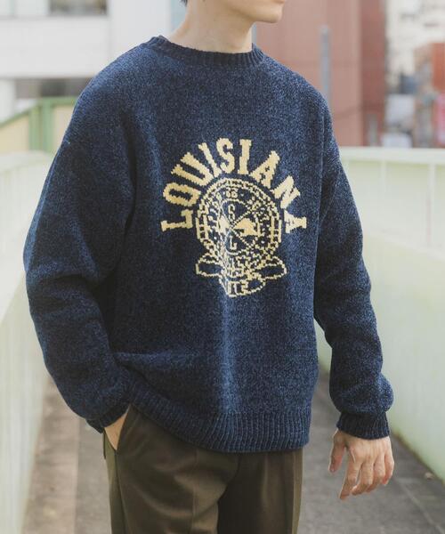 ITEMS URBANRESEARCH(アイテムズ アーバンリサーチ)の「真冬の正解 カレッジロゴモールニット(ニット/セーター・メンズ・ネイビー/ブラック/グリーン/ベージュ・MEDIUM/LARGE)」の15枚目の写真