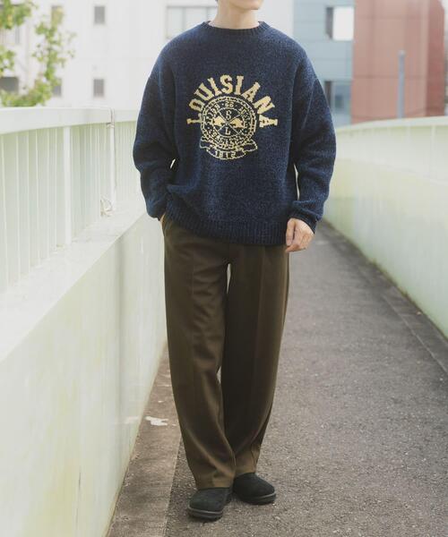 ITEMS URBANRESEARCH(アイテムズ アーバンリサーチ)の「真冬の正解 カレッジロゴモールニット(ニット/セーター・メンズ・ネイビー/ブラック/グリーン/ベージュ・MEDIUM/LARGE)」の17枚目の写真