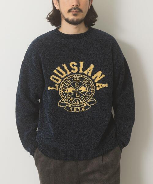 ITEMS URBANRESEARCH(アイテムズ アーバンリサーチ)の「真冬の正解 カレッジロゴモールニット(ニット/セーター・メンズ・ネイビー/ブラック/グリーン/ベージュ・MEDIUM/LARGE)」の18枚目の写真