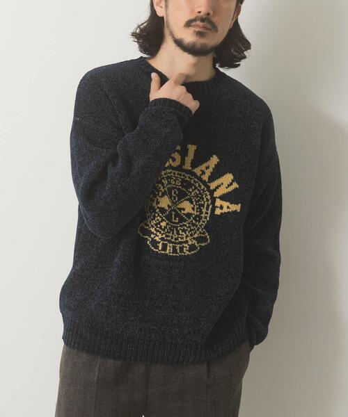 ITEMS URBANRESEARCH(アイテムズ アーバンリサーチ)の「真冬の正解 カレッジロゴモールニット(ニット/セーター・メンズ・ネイビー/ブラック/グリーン/ベージュ・MEDIUM/LARGE)」の19枚目の写真