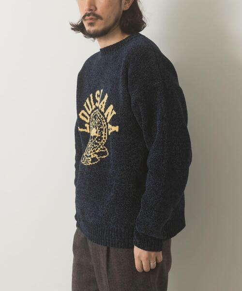 ITEMS URBANRESEARCH(アイテムズ アーバンリサーチ)の「真冬の正解 カレッジロゴモールニット(ニット/セーター・メンズ・ネイビー/ブラック/グリーン/ベージュ・MEDIUM/LARGE)」の5枚目の写真