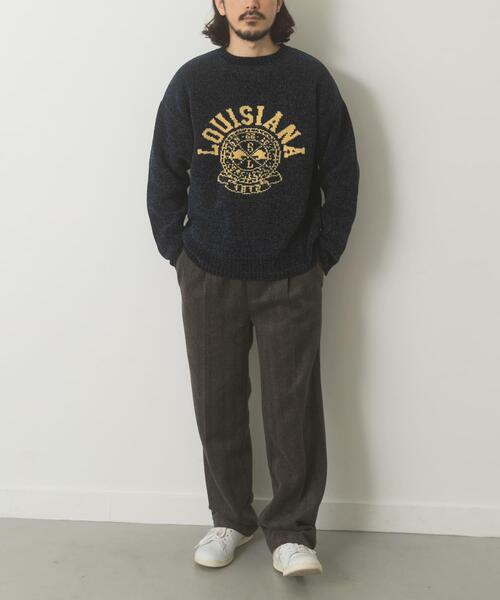 ITEMS URBANRESEARCH(アイテムズ アーバンリサーチ)の「真冬の正解 カレッジロゴモールニット(ニット/セーター・メンズ・ネイビー/ブラック/グリーン/ベージュ・MEDIUM/LARGE)」の7枚目の写真