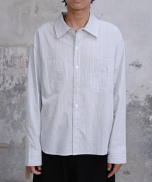 DIVEIN（ダイブイン）の「GRANDPA STRIPE TWO POCKET SHIRTS (BLUE)（シャツ/ブラウス）」