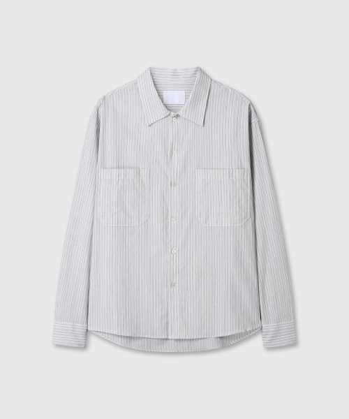 DIVEIN（ダイブイン）の「GRANDPA STRIPE TWO POCKET SHIRTS (BLUE)（シャツ/ブラウス・メンズ・その他・1/2）」の2枚目の写真