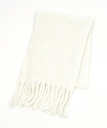 an meets zakka | an meets zakka ふわふわローゲージ編みファー起毛ニットフリンジ大判マフラー(34cm×195cm)(マフラー)