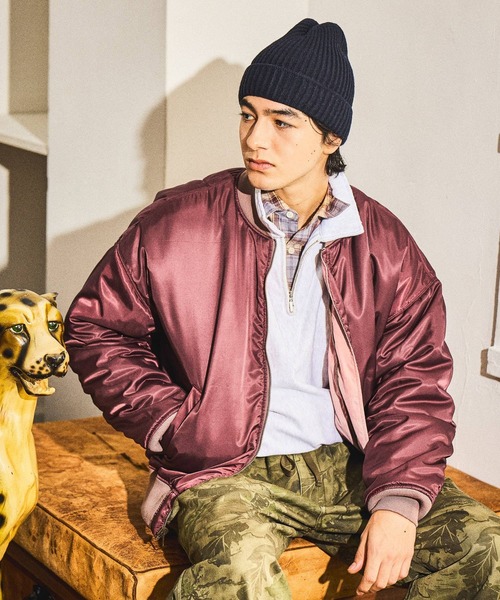 niko and...（ニコアンド）の「【NATOKii(ネイトゥーキー)】リバーシブルMA－1（MA-1・メンズ・グレー/ピンク・MEDIUM/LARGE）」の6枚目の写真