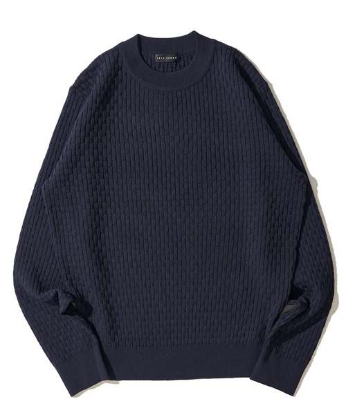 TETE HOMME（テットオム）の「ブリスター柄モックニット（ニット/セーター・メンズ・ネイビー/ライトグレー/ブラウン/アイボリー/ブラック・MEDIUM/X-LARGE/LARGE）」の5枚目の写真