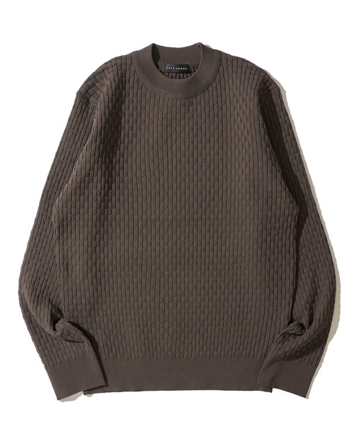 TETE HOMME（テットオム）の「ブリスター柄モックニット（ニット/セーター・メンズ・ネイビー/ライトグレー/ブラウン/アイボリー/ブラック・MEDIUM/X-LARGE/LARGE）」の4枚目の写真