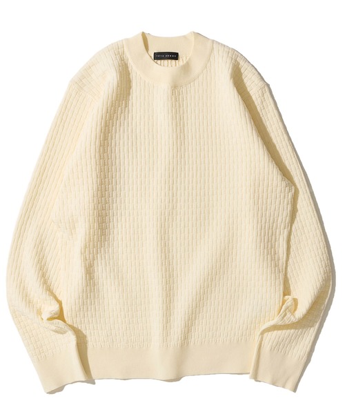 TETE HOMME（テットオム）の「ブリスター柄モックニット（ニット/セーター・メンズ・ネイビー/ライトグレー/ブラウン/アイボリー/ブラック・MEDIUM/X-LARGE/LARGE）」の2枚目の写真