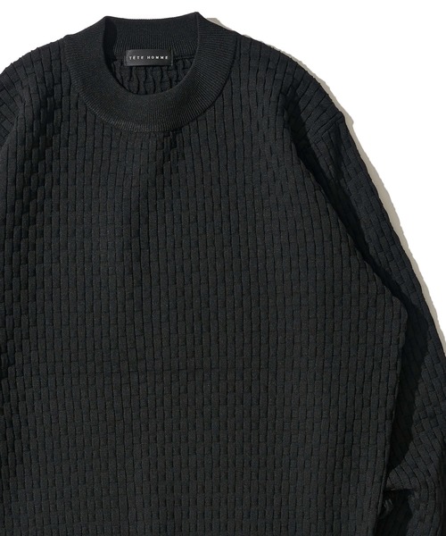 TETE HOMME（テットオム）の「ブリスター柄モックニット（ニット/セーター・メンズ・ネイビー/ライトグレー/ブラウン/アイボリー/ブラック・MEDIUM/X-LARGE/LARGE）」の16枚目の写真