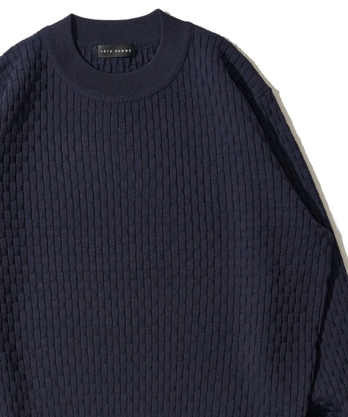 TETE HOMME（テットオム）の「ブリスター柄モックニット（ニット/セーター・メンズ・ネイビー/ライトグレー/ブラウン/アイボリー/ブラック・MEDIUM/X-LARGE/LARGE）」の19枚目の写真