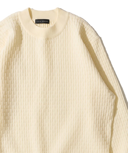 TETE HOMME（テットオム）の「ブリスター柄モックニット（ニット/セーター・メンズ・ネイビー/ライトグレー/ブラウン/アイボリー/ブラック・MEDIUM/X-LARGE/LARGE）」の15枚目の写真