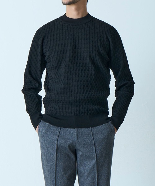 TETE HOMME（テットオム）の「ブリスター柄モックニット（ニット/セーター・メンズ・ネイビー/ライトグレー/ブラウン/アイボリー/ブラック・MEDIUM/X-LARGE/LARGE）」の11枚目の写真