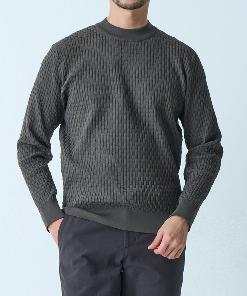 TETE HOMME（テットオム）の「ブリスター柄モックニット（ニット/セーター・メンズ・ネイビー/ライトグレー/ブラウン/アイボリー/ブラック・MEDIUM/X-LARGE/LARGE）」の12枚目の写真