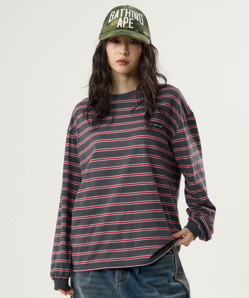 UNKNOWN PLANET(アンノウンプラネット)の「アイビーストライプラウンドロングスリーブTシャツグレー(Tシャツ/カットソー・レディース・その他・MEDIUM/SMALL/FREE)」の2枚目の写真