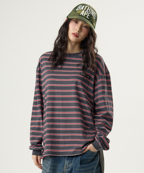 UNKNOWN PLANET(アンノウンプラネット)の「アイビーストライプラウンドロングスリーブTシャツグレー(Tシャツ/カットソー・レディース・その他・MEDIUM/SMALL/FREE)」の5枚目の写真