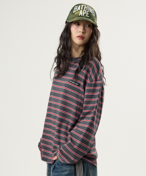 UNKNOWN PLANET(アンノウンプラネット)の「アイビーストライプラウンドロングスリーブTシャツグレー(Tシャツ/カットソー・レディース・その他・MEDIUM/SMALL/FREE)」の6枚目の写真
