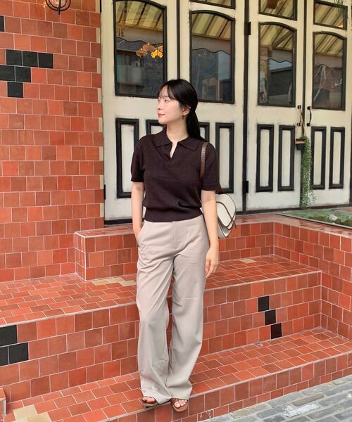 MONGDOL(モンドル)の「エッセンシャルストレートパンツベージュ MDPT051BEIGE(その他パンツ・レディース・その他・LARGE/MEDIUM/SMALL)」の12枚目の写真