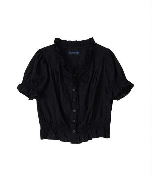 SALON DE YOHN（サロンドヨーン）の「Lace Puff Shoulder Blouse_ Black（シャツ/ブラウス・レディース・その他・SMALL/MEDIUM）」の4枚目の写真