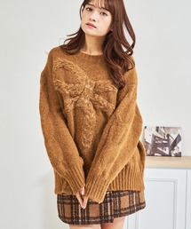 ZOZO限定 リボンモチーフふわもこニット