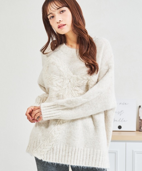 MISCH MASCH(ミッシュマッシュ)の「ZOZO限定 リボンモチーフふわもこニット(ニット/セーター・レディース・アイボリー/ブラウン・フリ-)」の20枚目の写真