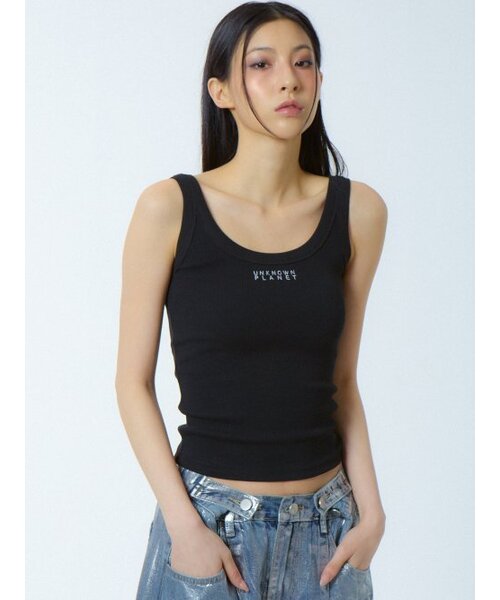 UNKNOWN PLANET(アンノウンプラネット)の「ロゴクロップトップ ブラック(Tシャツ/カットソー・レディース・その他・FREE)」の2枚目の写真
