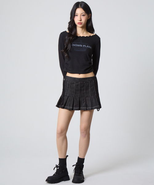UNKNOWN PLANET（アンノウンプラネット）の「プリーツミニスカートインディゴ（スカート・レディース・その他・SMALL/MEDIUM/LARGE）」の4枚目の写真