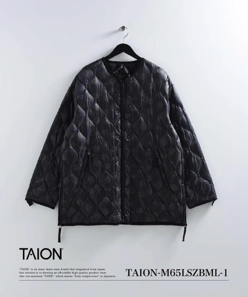 TAION（タイオン）の「TAION MILITARY M65 LINER W-ZIP DOWN JKT (SOFT SHELL) (TAION-M65LSZBML-1)（ダウンジャケット/コート・メンズ・ブラック/オリーブ・SMALL/MEDIUM/LARGE/X-LARGE）」の4枚目の写真
