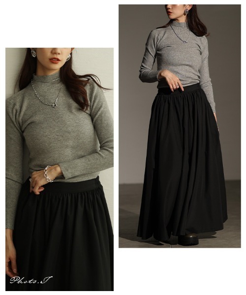 Sawa a la mode(サワアラモード)の「ハイネックニットトップス(ニット/セーター・レディース・マスタード/グリーン/ピンク/ブラック/グレー/ブルー・FREE)」の7枚目の写真