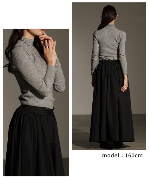 Sawa a la mode(サワアラモード)の「ハイネックニットトップス(ニット/セーター・レディース・マスタード/グリーン/ピンク/ブラック/グレー/ブルー・FREE)」の9枚目の写真