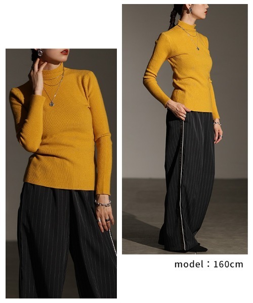 Sawa a la mode(サワアラモード)の「ハイネックニットトップス(ニット/セーター・レディース・マスタード/グリーン/ピンク/ブラック/グレー/ブルー・FREE)」の12枚目の写真