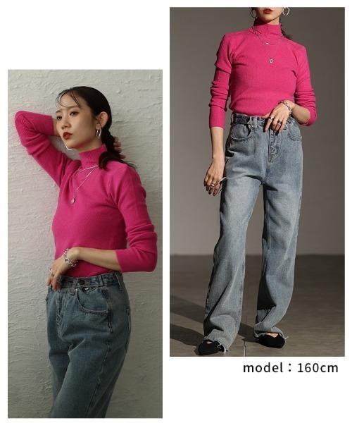 Sawa a la mode(サワアラモード)の「ハイネックニットトップス(ニット/セーター・レディース・マスタード/グリーン/ピンク/ブラック/グレー/ブルー・FREE)」の15枚目の写真