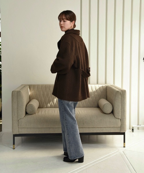 I_am（アイアム）の「back belt big collar coat / バックベルトビッグカラーコート（その他アウター・レディース・ブラウン・FREE）」の3枚目の写真